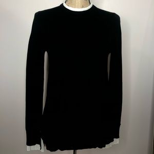 Black Sweater, White Folded Trim